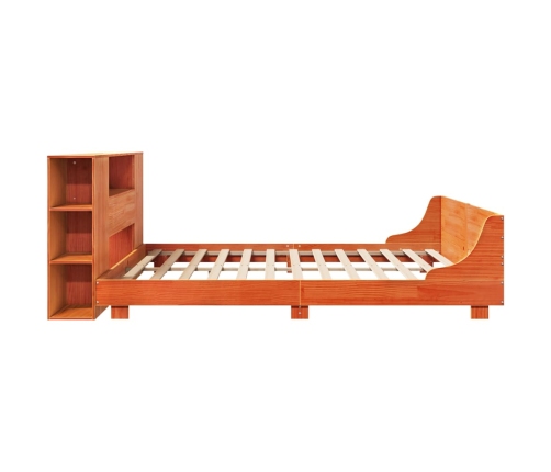 Cama sin colchón madera maciza de pino marrón cera 180x200 cm