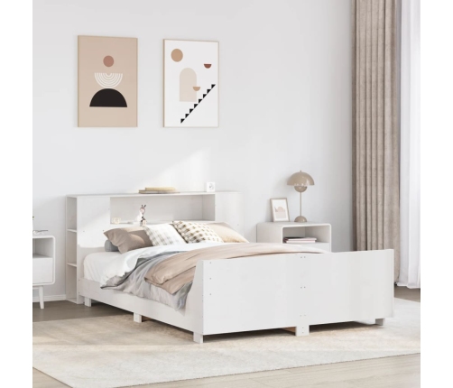 Estructura de cama sin colchón madera de pino blanca 150x200 cm