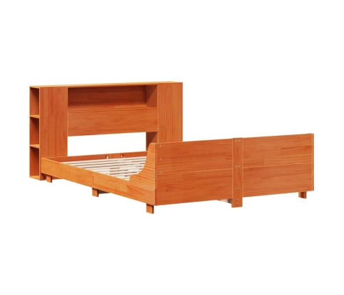 Cama sin colchón madera maciza pino marrón cera 150x200 cm