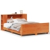 Cama sin colchón madera maciza de pino marrón cera 120x200 cm