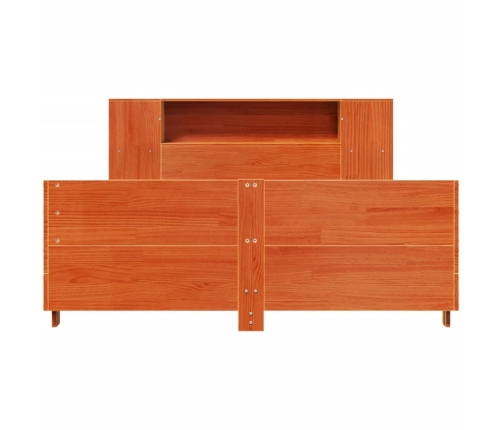 Cama sin colchón madera maciza de pino marrón cera 120x200 cm