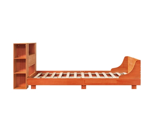 Cama sin colchón madera maciza de pino marrón cera 120x200 cm