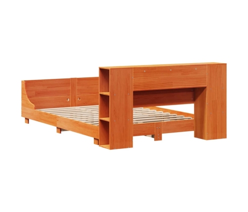 Cama sin colchón madera maciza de pino marrón cera 120x200 cm