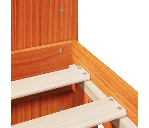 Cama sin colchón madera maciza de pino marrón cera 120x200 cm