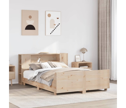 Estructura de cama sin colchón madera maciza de pino 140x190 cm