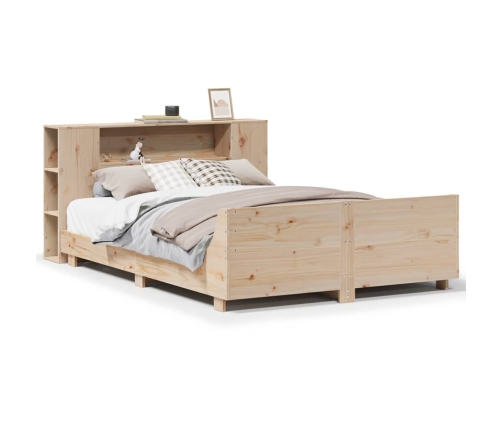 Estructura de cama sin colchón madera maciza de pino 135x190 cm