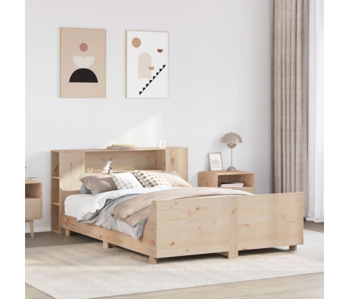 Estructura de cama sin colchón madera maciza de pino 135x190 cm