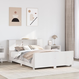 Estructura de cama sin colchón madera maciza blanca 120x190 cm