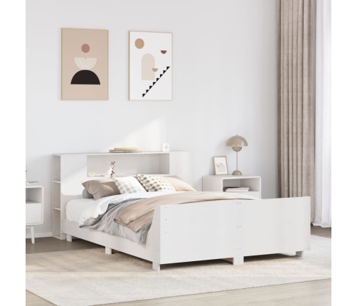 Estructura de cama sin colchón madera maciza blanca 120x190 cm