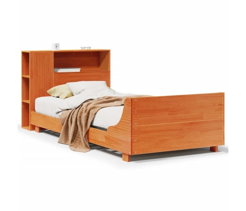 Cama sin colchón madera maciza de pino marrón cera 100x200 cm