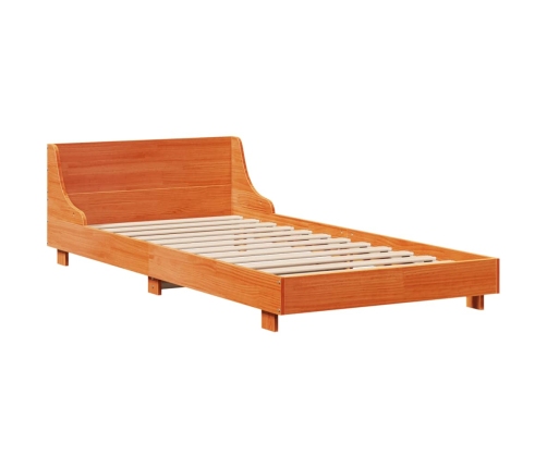 Cama sin colchón madera maciza de pino marrón cera 100x200 cm