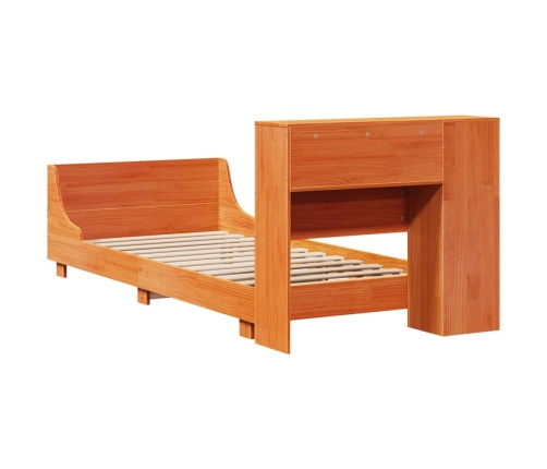 Cama sin colchón madera maciza de pino marrón cera 100x200 cm