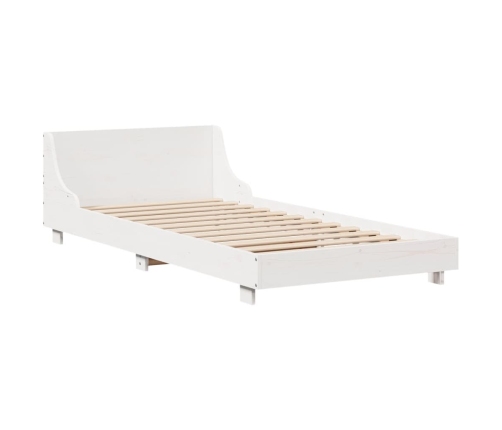 Estructura de cama sin colchón madera maciza blanca 75x190 cm