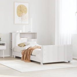 Estructura de cama sin colchón madera maciza blanca 75x190 cm