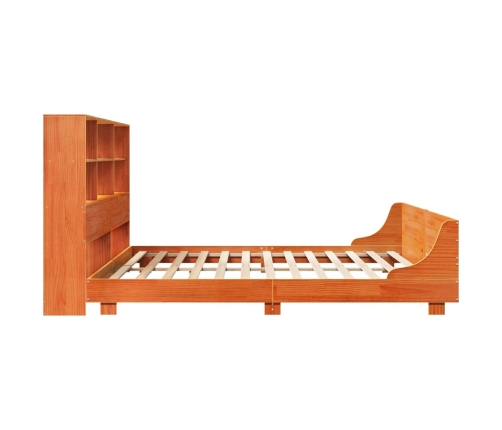 Cama sin colchón madera maciza de pino marrón cera 200x200 cm