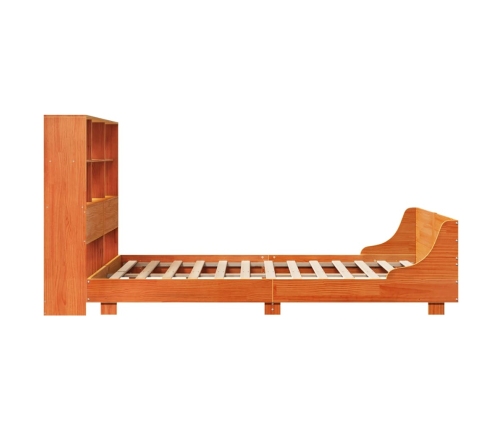 Cama sin colchón madera maciza de pino marrón cera 140x200 cm