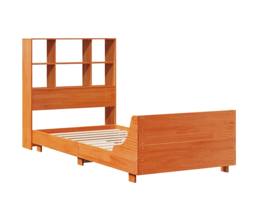 Cama sin colchón madera maciza de pino marrón cera 100x200 cm