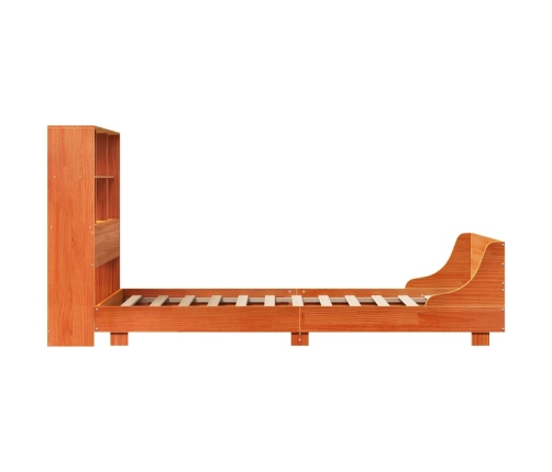 Cama sin colchón madera maciza de pino marrón cera 100x200 cm