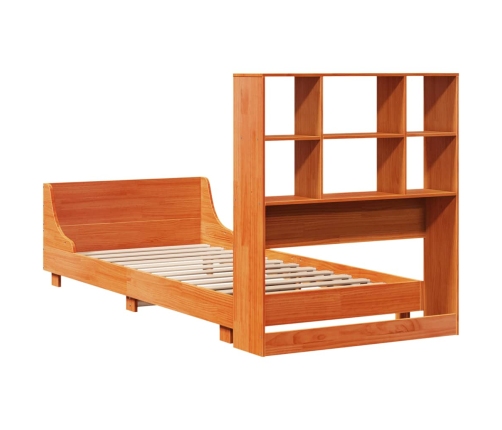 Cama sin colchón madera maciza de pino marrón cera 100x200 cm