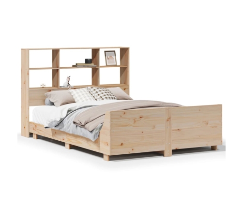 Estructura de cama sin colchón madera maciza de pino 140x190 cm