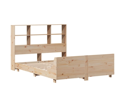 Estructura de cama sin colchón madera maciza de pino 140x190 cm