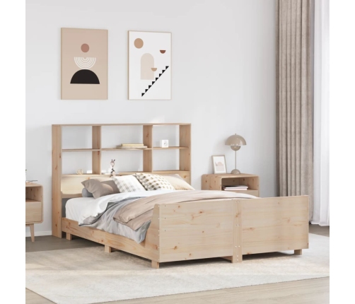 Estructura de cama sin colchón madera maciza de pino 140x190 cm