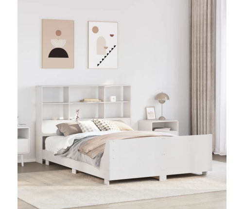 Estructura de cama sin colchón madera de pino blanca 140x190 cm