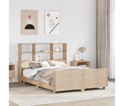 Estructura de cama sin colchón madera maciza de pino 120x190 cm