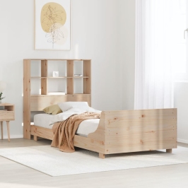 Estructura de cama sin colchón madera maciza de pino 90x190 cm
