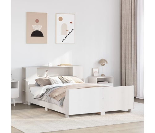 Estructura de cama sin colchón madera de pino blanca 150x200 cm