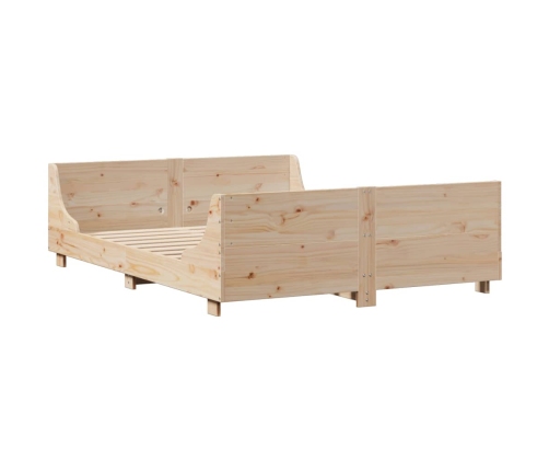 Estructura de cama sin colchón madera maciza de pino 140x190 cm