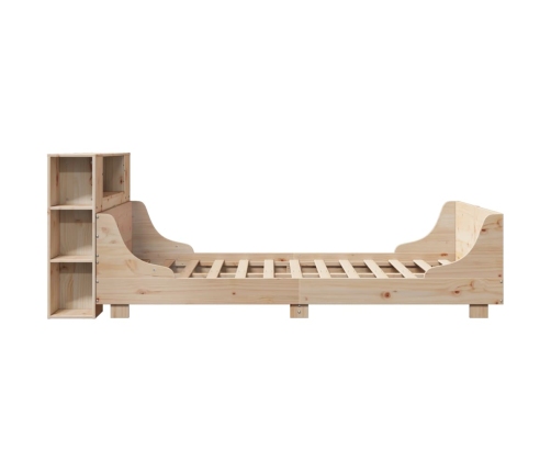 Estructura de cama sin colchón madera maciza de pino 140x190 cm