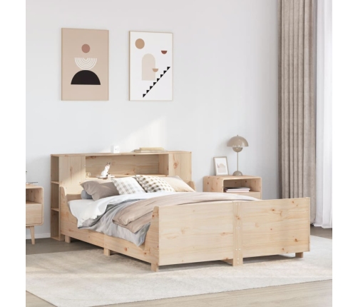 Estructura de cama sin colchón madera maciza de pino 140x190 cm