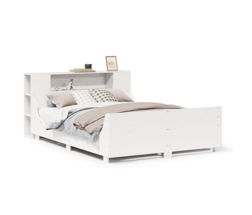 Estructura de cama sin colchón madera de pino blanca 140x190 cm