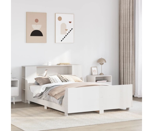 Estructura de cama sin colchón madera de pino blanca 140x190 cm