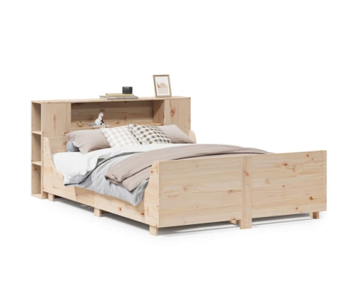 Estructura de cama sin colchón madera maciza de pino 135x190 cm