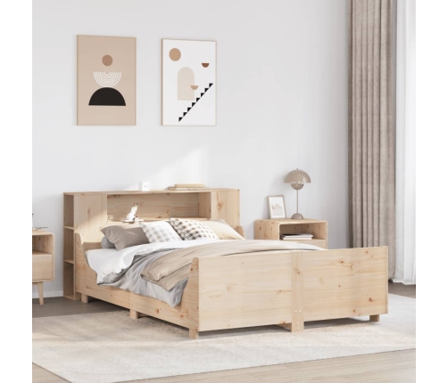 Estructura de cama sin colchón madera maciza de pino 135x190 cm