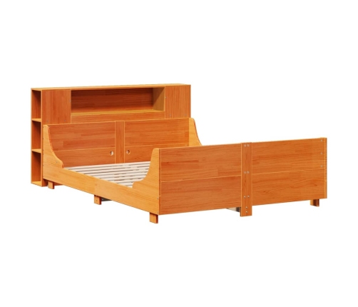 Estructura de cama sin colchón madera maciza marrón 135x190 cm