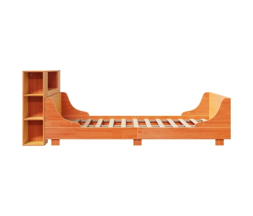 Estructura de cama sin colchón madera maciza marrón 135x190 cm