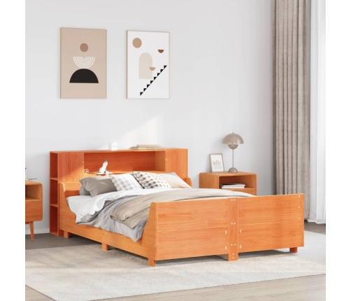 Estructura de cama sin colchón madera maciza marrón 135x190 cm