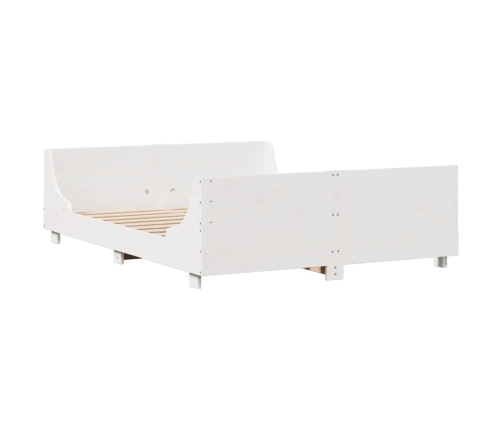 Estructura de cama sin colchón madera maciza blanca 120x190 cm