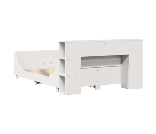 Estructura de cama sin colchón madera maciza blanca 120x190 cm