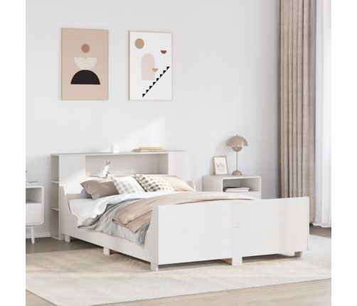 Estructura de cama sin colchón madera maciza blanca 120x190 cm