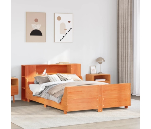 Estructura de cama sin colchón madera maciza marrón 120x190 cm