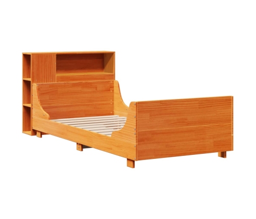 Cama sin colchón madera maciza de pino marrón cera 100x200 cm