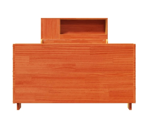 Cama sin colchón madera maciza de pino marrón cera 100x200 cm