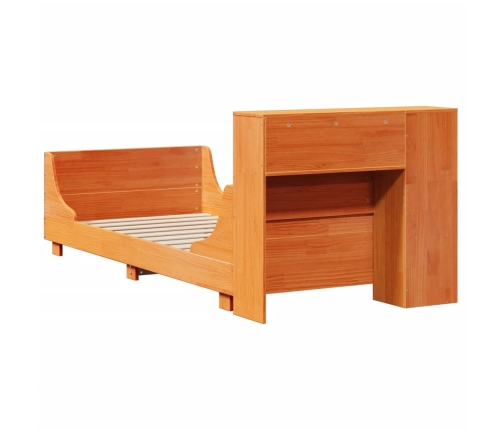 Cama sin colchón madera maciza de pino marrón cera 100x200 cm