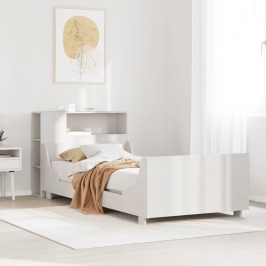 Estructura de cama sin colchón madera de pino blanca 90x200 cm