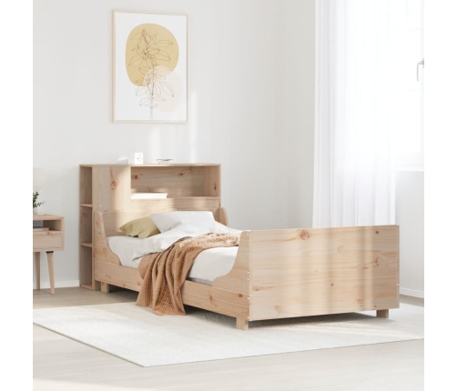 Estructura de cama sin colchón madera maciza de pino 90x190 cm