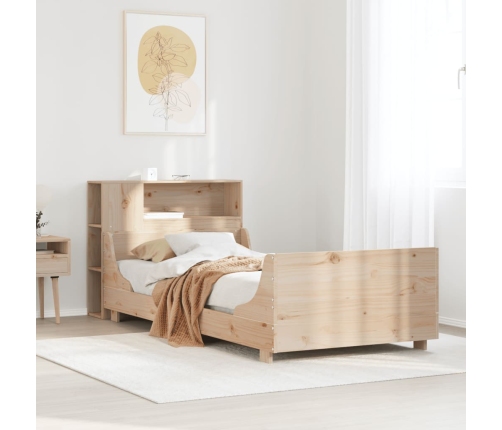 Estructura de cama sin colchón madera maciza pino 75x190 cm